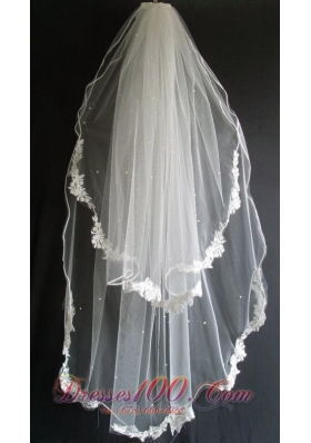 Lace Appliques Beading Wedding Veils Tulle