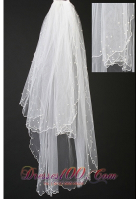 Beautiful Organza Popular Veils Pearl Trim Edge