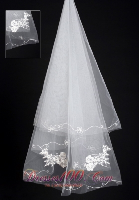 Organza Lace Popular Wedding Veils Applique Edge