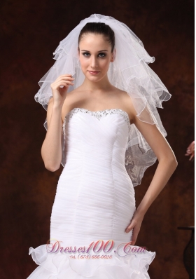 Elbow Four-tier Wedding Veil with Pencil Edge