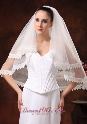 Lace Edge and Tulle Two-tier for Wedding on promotion