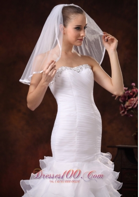 Discount Taffeta Trim Edge Tulle Bridal Veils for Wedding