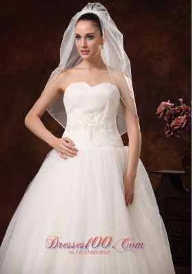 White Drop Tulle Bridal Veils Cheap for Brides