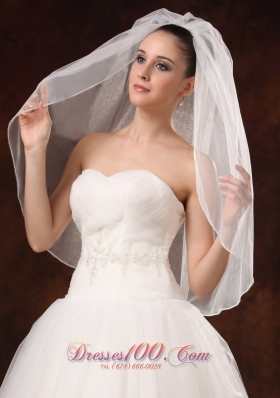 Bridal Veils with Graceful One-tier Organza and Pearl