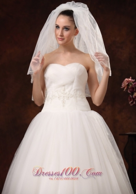 2 Layers Graceful Tulle Ribbon Edge designer wedding veils