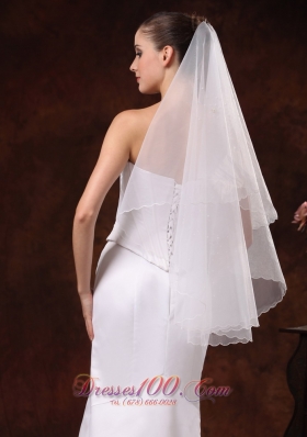 Simple Organza Two Layers Wedding Veil for Brides