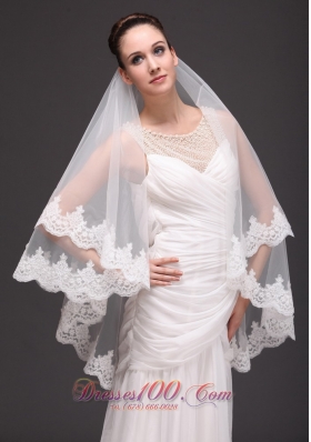 Modest Wedding Lace 2013 Two-tiered Tulle