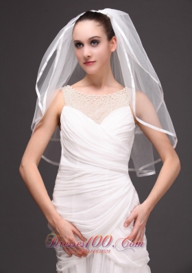Wedding Veil 2013 Two-tiered Ribbon Edged