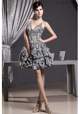 Zebra Prom Dress With Straps A-line Mini-length