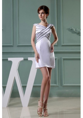 Mini-length Asymmetrical Taffeta White Prom Dress
