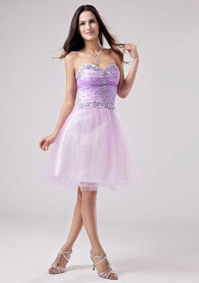 Beaded Lavender Mini-length Organza Cocktail Dress