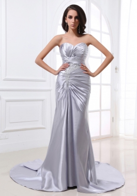 Silver Prom Dress Ruched Beading Designer Your Own