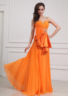 Pleating Beading Floor-length Empire Ruched Prom Dress