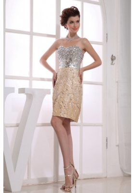 Paillette Column Sweetheart Gold Prom Nightclub Dress