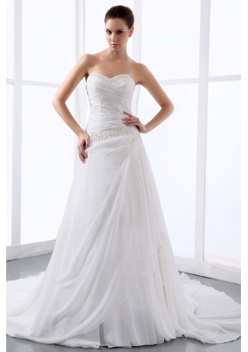 Bridal Gown Sweetheart Wedding Dress Appliques and Ruch