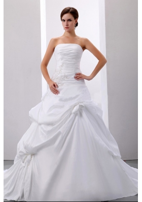 Taffeta Wedding Dress Strapless Pick-ups and Appliques