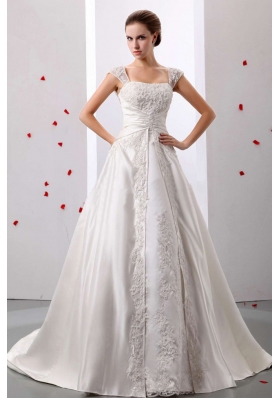Straps Lace Wedding Dress With Ruched Bodice On Sale