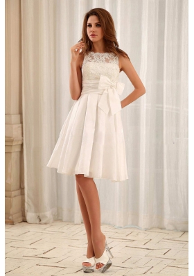 Sweet Bateau Short Wedding Gowns With Lace and Sash