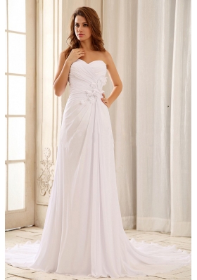 Strapless Wedding Dress With Appliques and Ruch