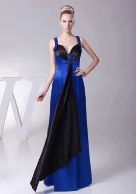 Bridesmaid Dress Satin Straps in Blue Beaded