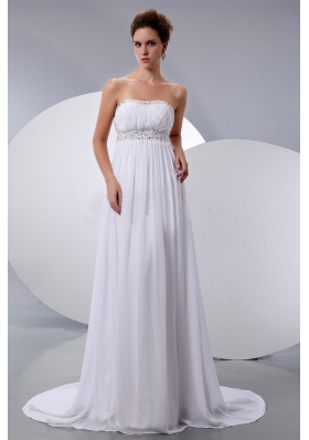 Beading Court Train Chiffon Empire Wedding Bridal Gown