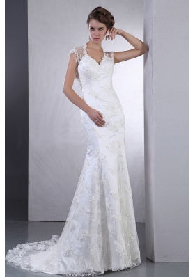 Clasp Handle Wedding Dress Sweetheart Lace Brush Train