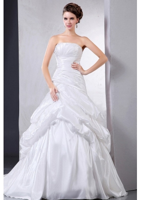 Taffeta Ball Gown Wedding Dress With Pick-ups and Ruching