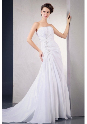 Chiffon Wedding Dress With Appliques Beading Ruching
