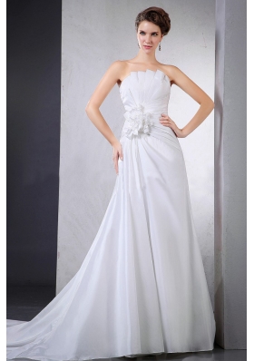 Elegant Wedding Dress Hand Made Pleats Chapel