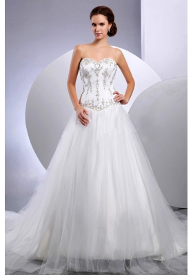 2013 Cathedral Embroidery Wedding Dress Sweetheart