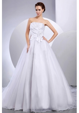 Ruched Wedding Dress Ruched A-line Cathedral Train