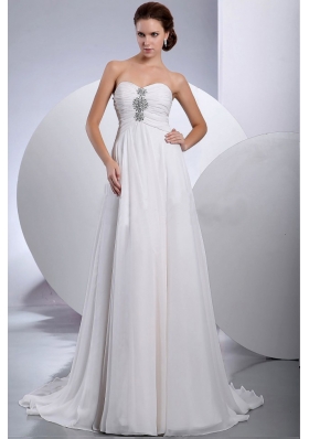 Beading Brush Train Chiffon Bridal Wedding dresses