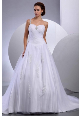 Dresses for Bridal One Shoulder Tulle Appliques A-Line