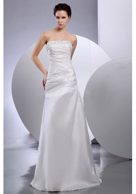 Taffeta Column Strapless Beaded Floor-length Wedding Dresses