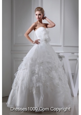 Appliques Ruching Sweetheart Ball Gown Wedding Dress