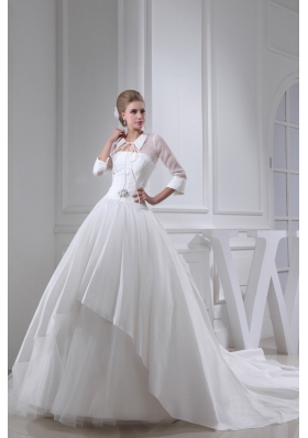 Beading Ball Gown Strapless Cathedral Train Wedding Dress
