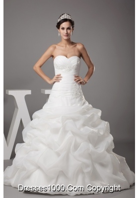 Pick-ups Sweetheart A-line / Princess Wedding Dress With Corset up Back