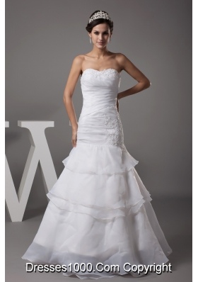 Sweetheart Long Mermaid Appliques Wedding Dress For Custom Made