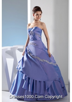 Appliques Ruching Ball Gown Floor-length Strapless Quinceanera Dress