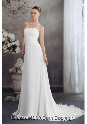 Empire Sweetheart Court Train Appliques Wedding Dress