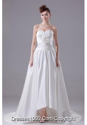 Hand Made Flowers Sweetheart Brush Train Wedding Dress