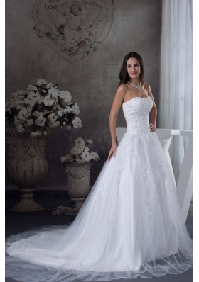 A-line Wedding Dress With Appliques Court Tarin Tulle