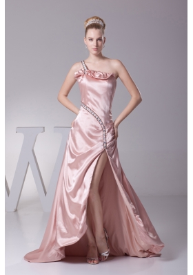 Beading One Shoulder High Slit Prom Dress