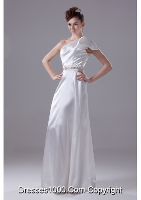 Beading One Shoulder Long Column Wedding Dress