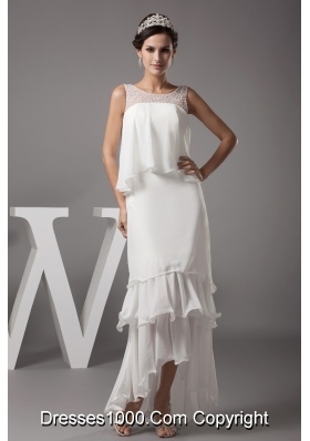 Beading Scoop High-low Wedding Dress