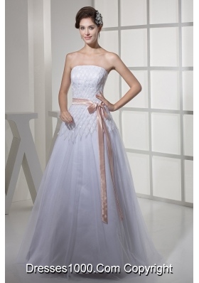 Brand New Strapless Sash A-line / Princess Wedding Dress