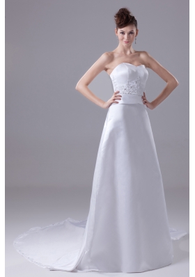 Lace and Beading Sweetheart Watteau Train Wedding Dress