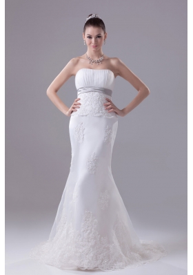 Mermaid Strapless Hottest Wedding Dress With Brush Train
