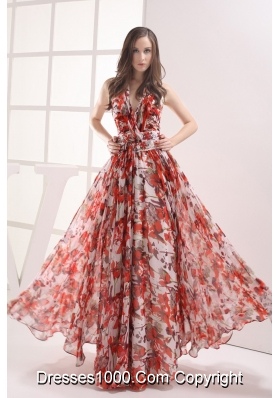 Multi-color Empire Halter Beading Ruching Prom Dress