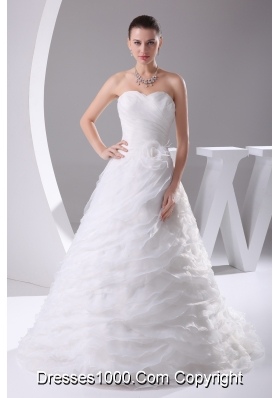 Ruffles Layered Organza Court Train Sweetheart A-Line Wedding Dress